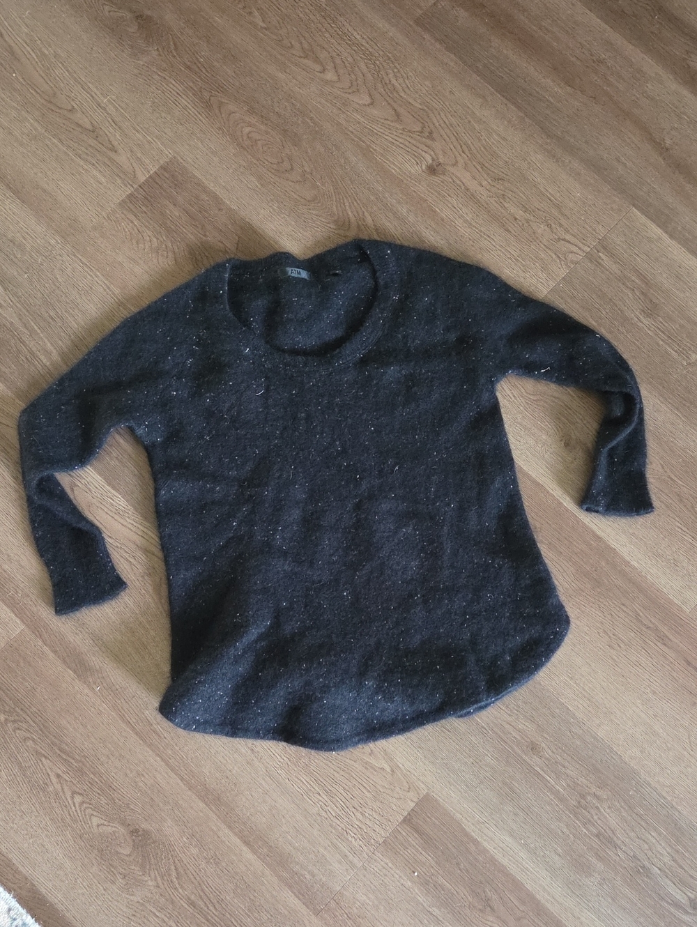 ATM Anthony Thomas Melillo Black Crewneck Sweater with Subtle Fleck XXXS